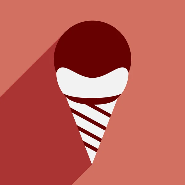 Piso con icono de sombra y aplicación móvil bola de helado — Archivo Imágenes Vectoriales