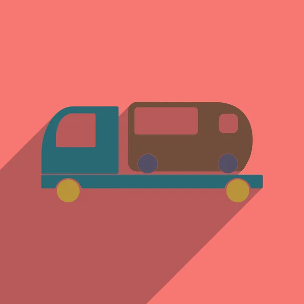 Appartement avec icône de l'ombre et application mobile service de bus de voiture — Image vectorielle