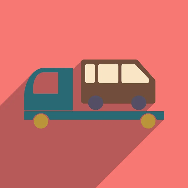 Plano com ícone de sombra e aplicação móvel reboque caminhão carro —  Vetores de Stock