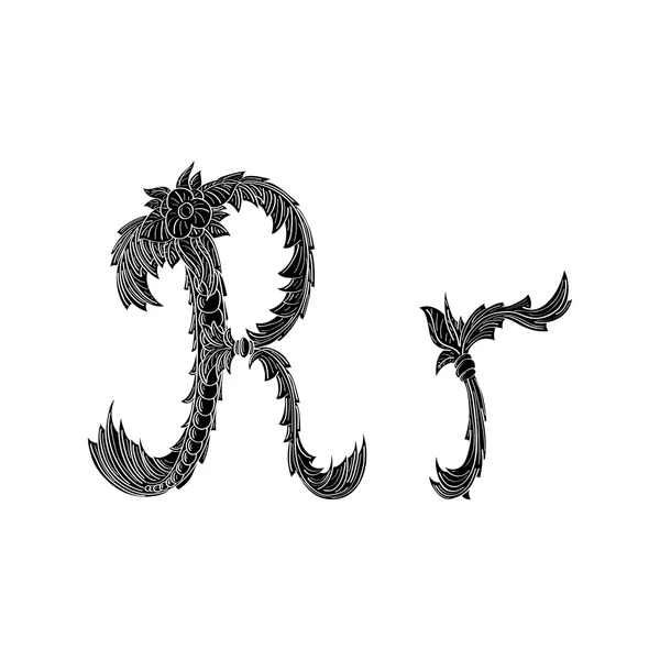 Abstrato letra R logotipo ícone preto e branco design — Vetor de Stock