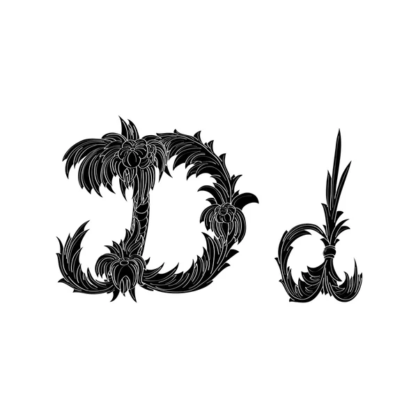 Abstrato letra D logotipo ícone preto e branco design — Vetor de Stock