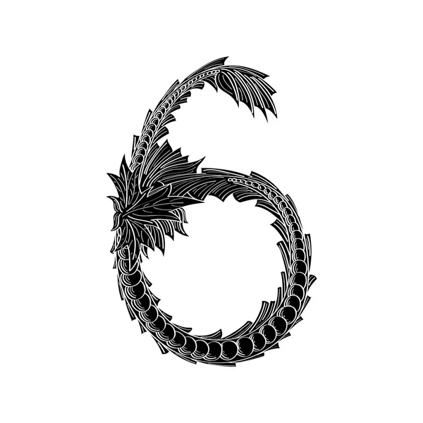 抽象的な数 6 ロゴデザインの黒と白のアイコン — ストックベクタ