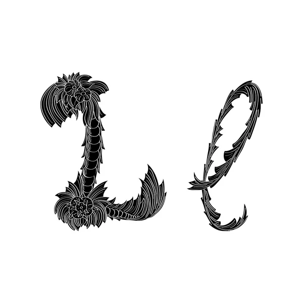 Abstrato letra L logotipo ícone preto e branco design — Vetor de Stock