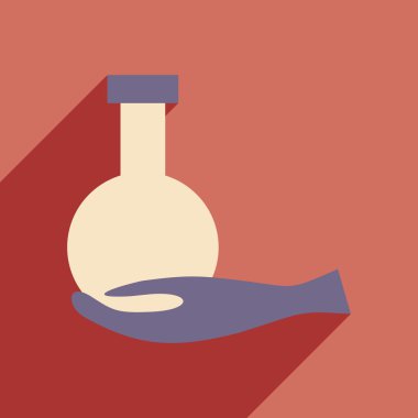 Düz gölge simgesi ve mobil uygulama kimyasallar ile