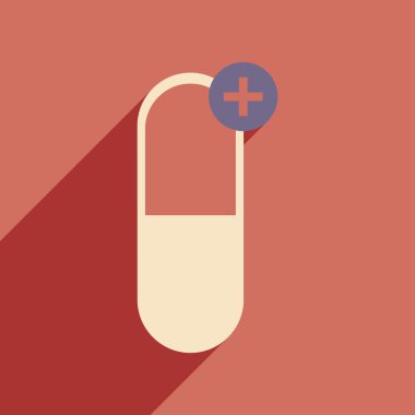 Düz gölge simgesi ve mobil uygulama İlaç sanayii ile