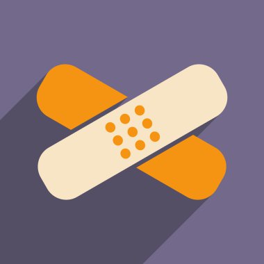 Düz gölge simgesi ve mobil uygulama tıbbi sıva ile