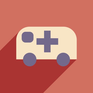 Düz gölge simgesi ve mobil uygulama ambulans acil