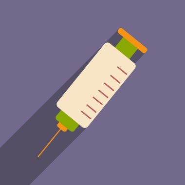 düz gölge simgesi ve mobil uygulama şırınga ile