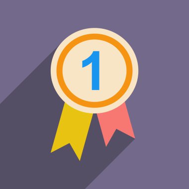 düz gölge simgesi ve mobil uygulama madalya ile