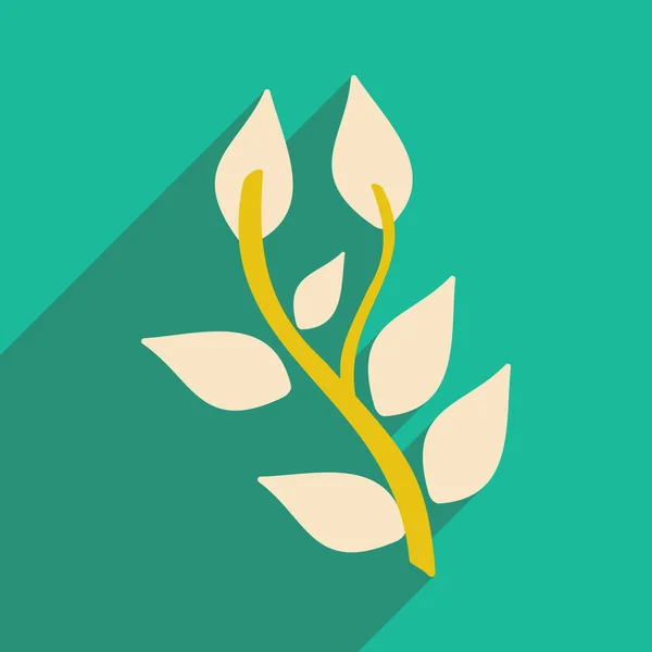 Düz gölge simgesi ve mobil uygulama fesleğen bitki ile — Stok Vektör