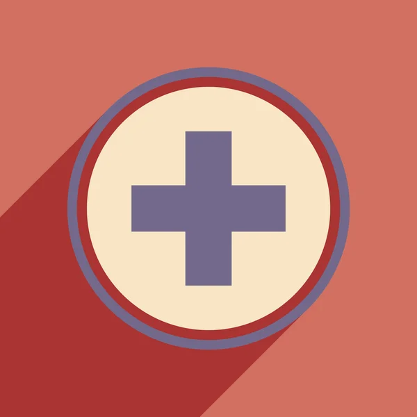 Datar dengan ikon bayangan dan layanan medis logo aplikasi seluler - Stok Vektor
