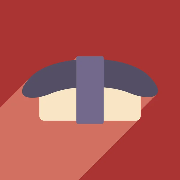 Piso con icono de sombra y aplicación móvil nigiri sushi — Vector de stock