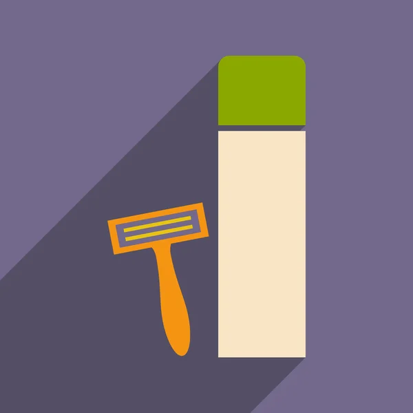 Plano com ícone de sombra e kit de barbear aplicação móvel — Vetor de Stock