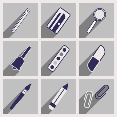 Gölge kavramı ile düz ve mobil uygulama okul malzemeleri