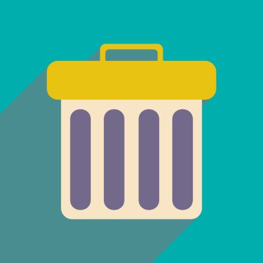 Düz gölge simgesi ve mobil applacation çöp kovası