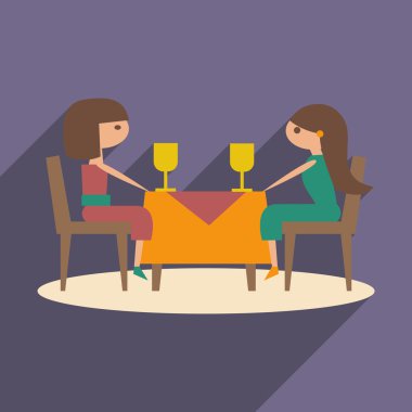 Düz gölge simgesi ve mobil uygulama dostu yemek ile