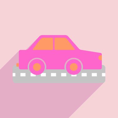 Düz gölge simgesi ve mobil uygulama araba ile