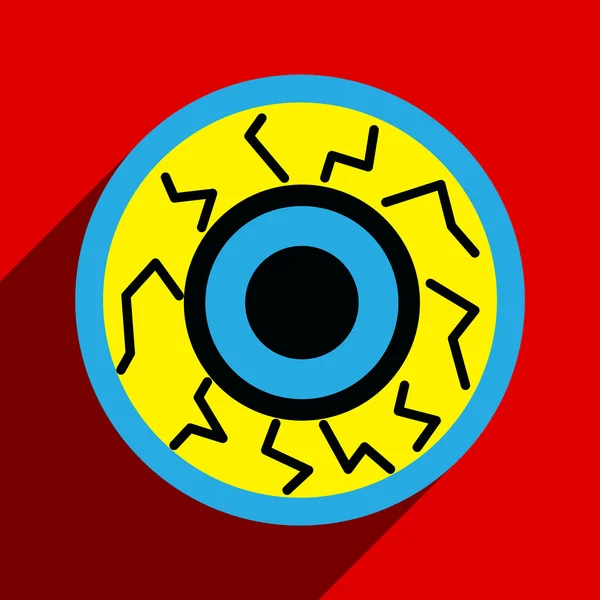 Flat with shadow icon and mobile application eyeball zombies — Stock Vector