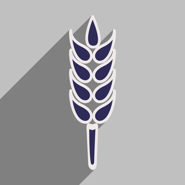 Плоский з піктограмою тіні і мобільним додатком для вуха пшениці — стоковий вектор