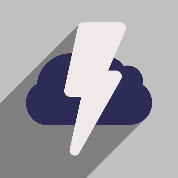 Plat avec icône d'ombre et application mobile nuage de foudre — Image vectorielle