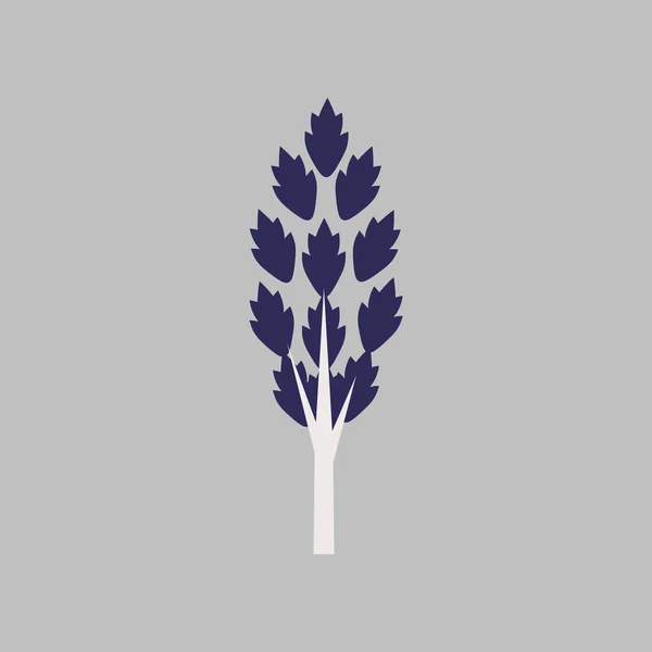 Plat avec icône d'ombre et feuilles d'arbre d'application mobile — Image vectorielle