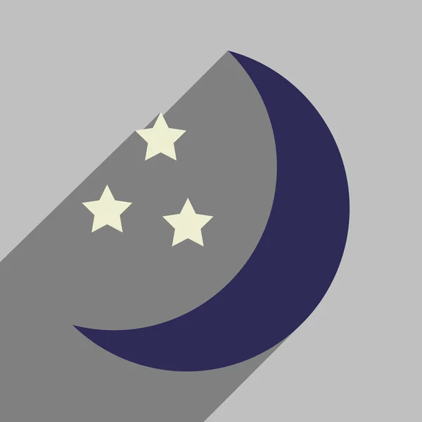 Piso con icono de sombra y aplicación móvil estrellas luna — Vector de stock