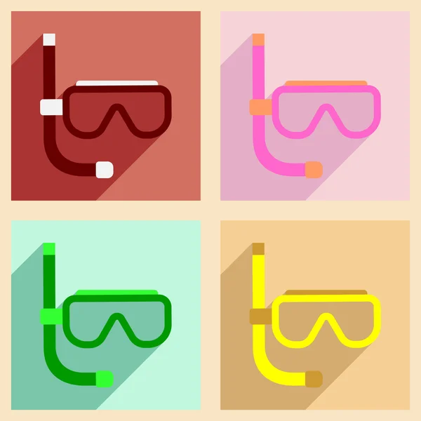 Flat with shadow concept and mobile application scuba mask — Stock Vector