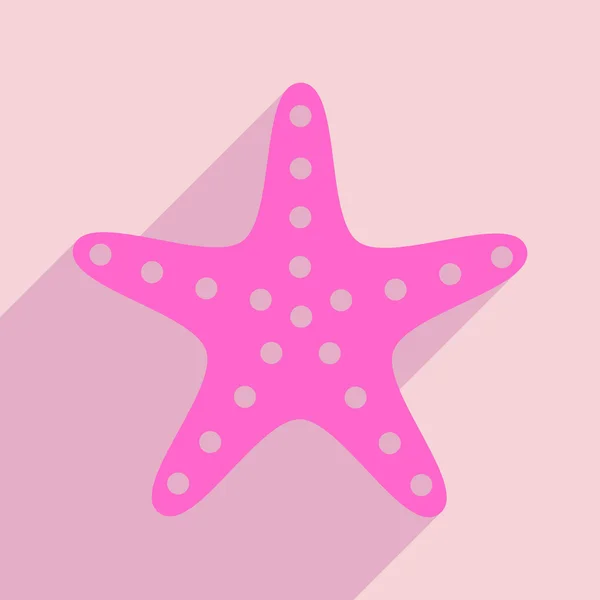 Plat avec icône d'ombre et application mobile étoile de mer — Image vectorielle