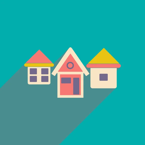 Mieszkanie z cień ikona i domów mobilnych applacation — Wektor stockowy