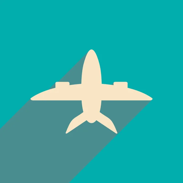 Appartement met schaduw pictogram en mobiele applacation vliegtuig — Stockvector