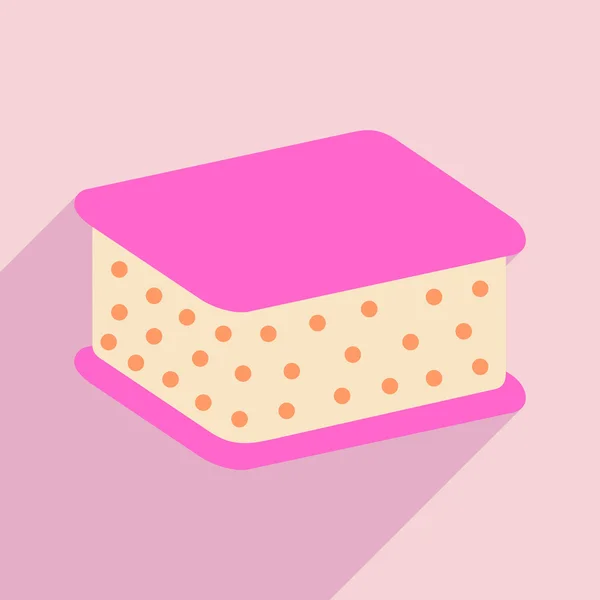 Plat avec icône de l'ombre et application mobile crème glacée sundae — Image vectorielle