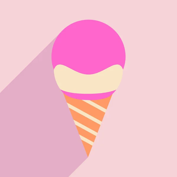 Plochá s ikonou stín a mobilní aplikace zmrzliny koule — Stockový vektor
