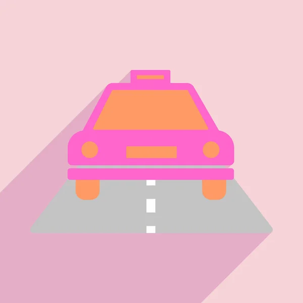 Piso con icono de sombra y aplicación móvil taxi — Vector de stock
