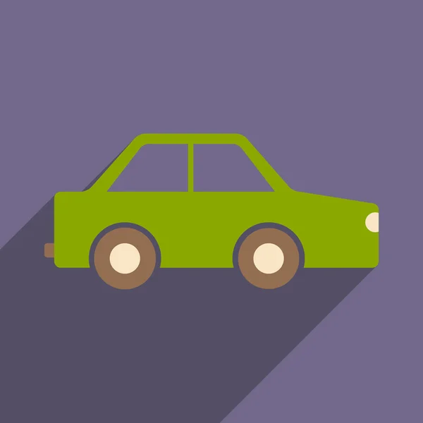 Piso con icono de sombra y aplicación móvil juguete coche — Vector de stock