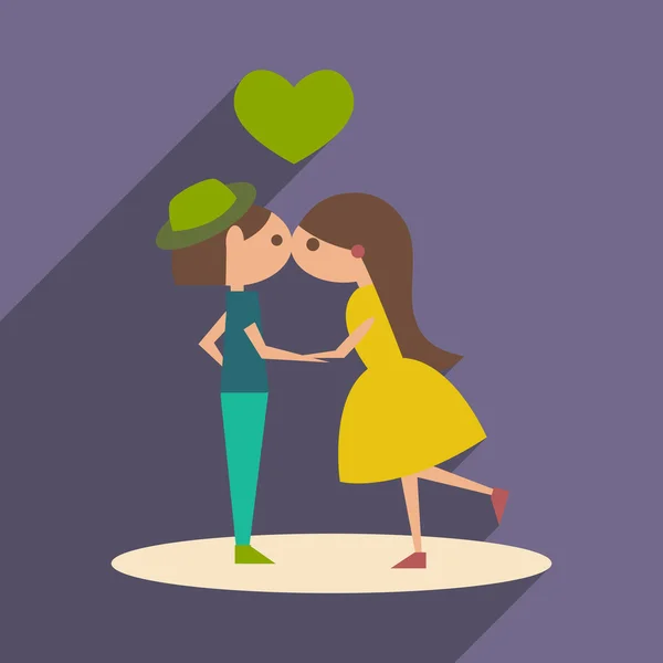Plat avec icône d'ombre et application mobile baiser — Image vectorielle