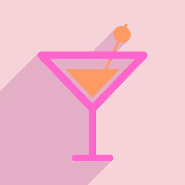 Platta med skugga ikonen och mobil applikation cocktail — Stock vektor