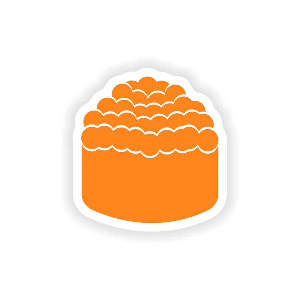 Icône autocollant design réaliste sur papier sushi — Image vectorielle