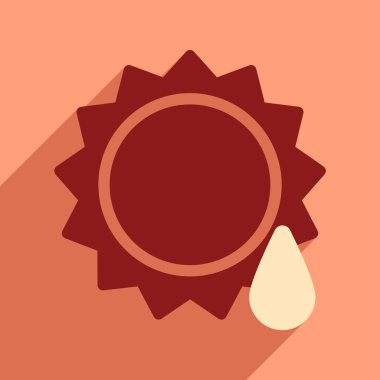 Düz gölge simgesi ve mobil uygulama güneş damla ile