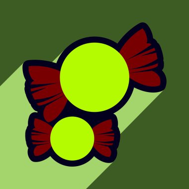 Düz gölge simgesi şeker ile renkli arka plan üzerinde