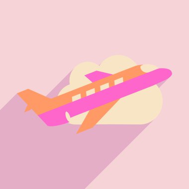 Düz gölge simgesi ve mobil uygulama uçak ile