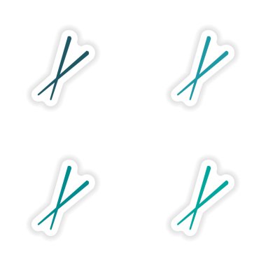 suşi için derleme gerçekçi etiket tasarım kağıt üzerinde sopa