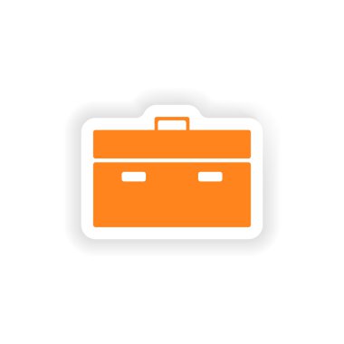 kağıt evrak çantası üzerinde simgesi etiket gerçekçi tasarım