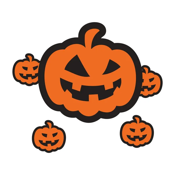 Plano com ícone de sombra e abóboras de aplicativos móveis Halloween — Vetor de Stock