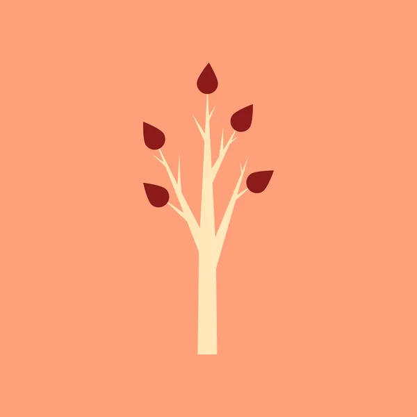 フラット影のアイコンとモバイル アプリケーション ツリー落葉樹 — ストックベクタ