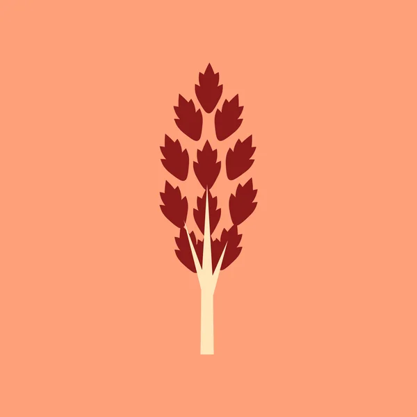 Piso con icono de sombra y hojas de árbol de aplicación móvil — Archivo Imágenes Vectoriales