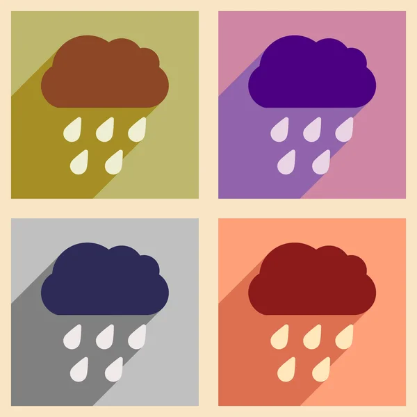 Concept plat avec ombre et application mobile rain cloud — Image vectorielle