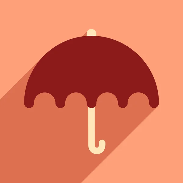 Platta med skugga ikonen och mobil applikation paraply — Stock vektor