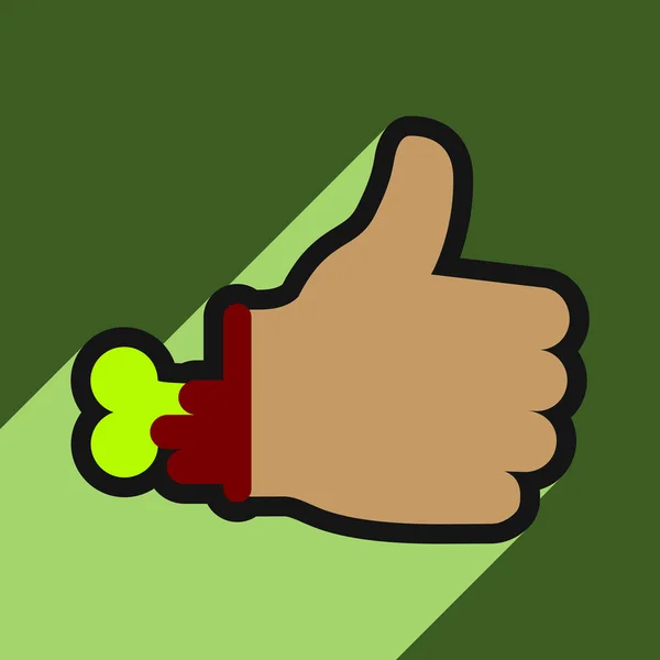 Plat avec ombre Icône main Zombie sur un fond coloré — Image vectorielle