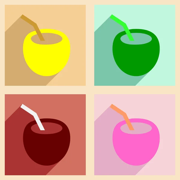 Flat with shadow concept and mobile application coconut drink