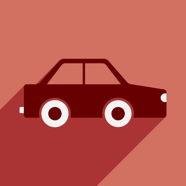 Plochá s ikonou stín a mobilní aplikace autíčko — Stockový vektor